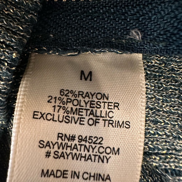 Say what? Metallic Teal Long Sleeve Dress - Picture 3 of 7